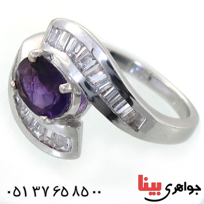 انگشتر آمتیست زنانه خوشرنگ رادیوم لوکس مدل روژان _کد:11176