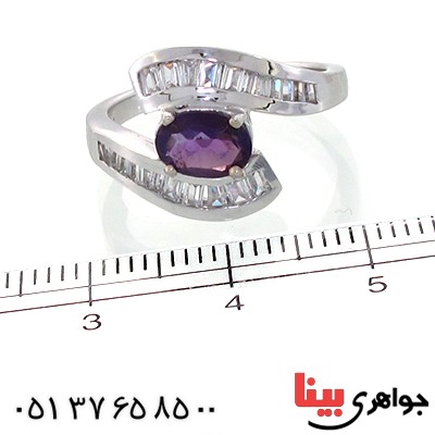 انگشتر آمتیست زنانه خوشرنگ رادیوم لوکس مدل روژان _کد:11176