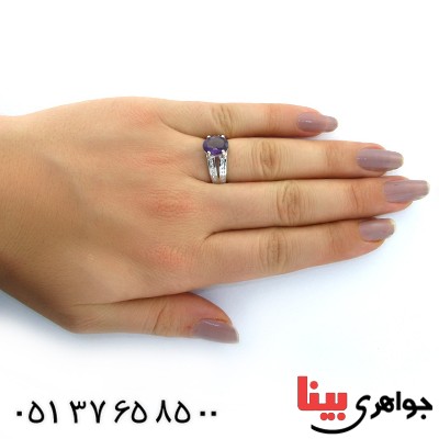 انگشتر آمتیست زنانه خوشرنگ رادیوم لوکس مدل آوا _کد:11177