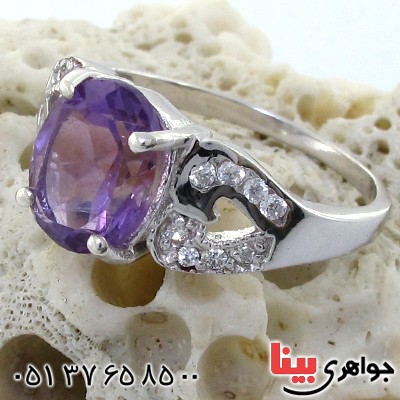 انگشتر آمتیست زنانه خوشرنگ رادیوم لوکس مدل میترا _کد:11179