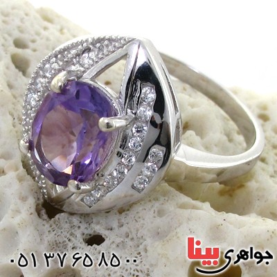 انگشتر آمتیست زنانه رودیوم لوکس مدل چشمک _کد:11181