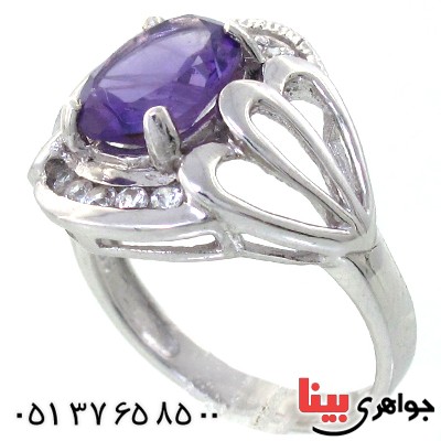 انگشتر آمتیست زنانه رادیوم لوکس مدل گل پر _کد:11183