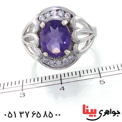 انگشتر آمتیست زنانه رادیوم لوکس مدل گل پر _کد:11183