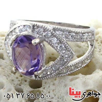 انگشتر آمتیست زنانه رودیوم لوکس مدل جهانی _کد:11188