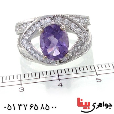انگشتر آمتیست زنانه رودیوم لوکس مدل جهانی _کد:11188