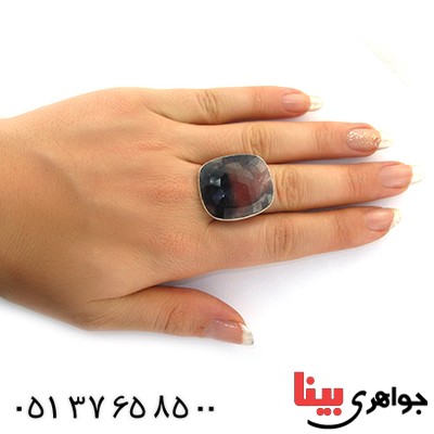 انگشتر یاقوت دو رنگ زنانه درشت سنگ درمانی _کد:11196