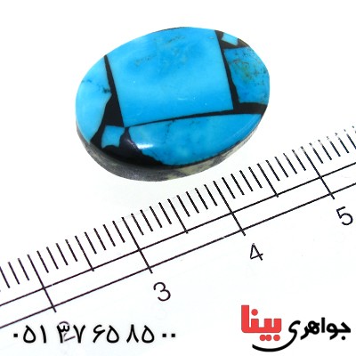 نگین انگشتر فیروزه موزائیکی آمریکایی خوش نقش _کد:11220