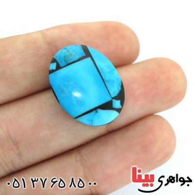 نگین انگشتر فیروزه موزائیکی آمریکایی خوش نقش _کد:11220