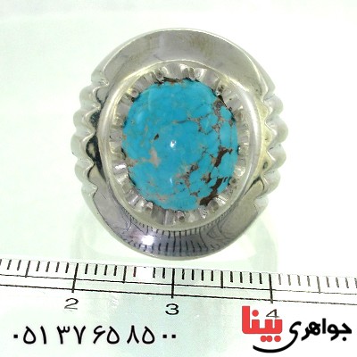 انگشتر فیروزه نیشابوری شجری مردانه فاخر  برند یاس _کد:1611