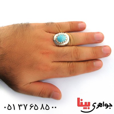 انگشتر فیروزه نیشابوری شجری مردانه فاخر  برند یاس _کد:1611