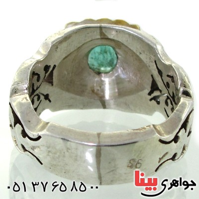 انگشتر زمرد زامبیای دور طلایی مردانه فاخر  _کد:1612