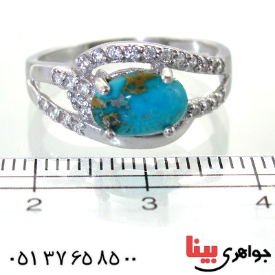 انگشتر فیروزه نیشابوری زنانه رادیوم لوکس مدل نرگس _کد:11291