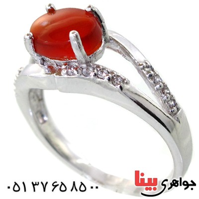 انگشتر عقیق یمنی زنانه رودیوم لوکس مدل دلارام _کد:11292