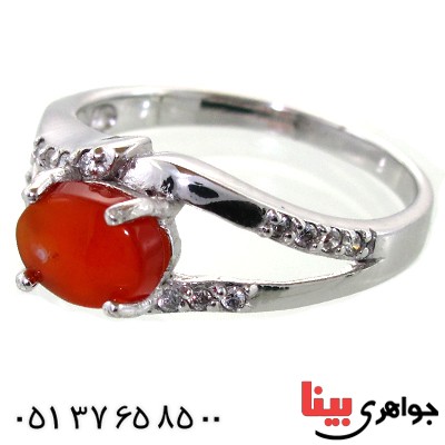 انگشتر عقیق یمنی زنانه رودیوم لوکس مدل دلارام _کد:11292