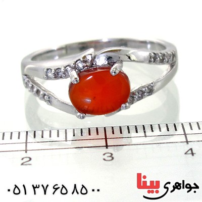 انگشتر عقیق یمنی زنانه رودیوم لوکس مدل دلارام _کد:11292
