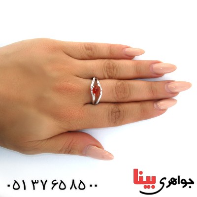 انگشتر عقیق یمنی زنانه رودیوم لوکس مدل دلارام _کد:11292