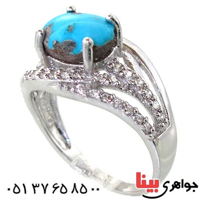 انگشتر فیروزه نیشابوری زنانه رادیوم لوکس مدل پریا _کد:11294
