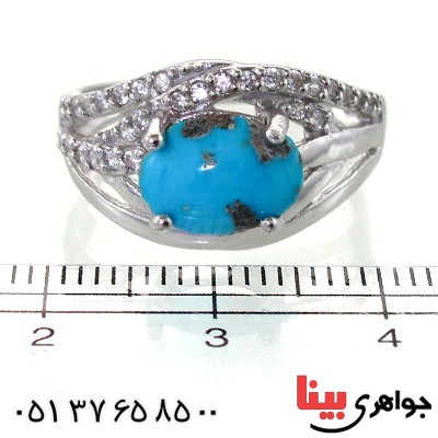 انگشتر فیروزه نیشابوری زنانه رادیوم لوکس مدل پریا _کد:11294