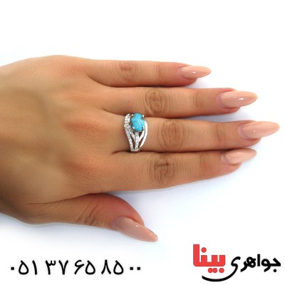 انگشتر فیروزه نیشابوری زنانه رادیوم لوکس مدل پریا _کد:11294