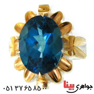 انگشتر توپاز لندنی مردانه درشت فاخر مدل گل _کد:1616