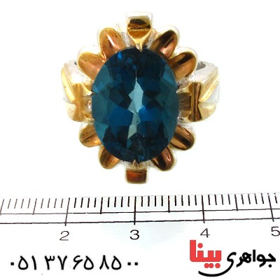 انگشتر توپاز لندنی مردانه درشت فاخر مدل گل _کد:1616
