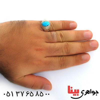 انگشتر فیروزه نیشابوری شجری مردانه فاخر _کد:1618
