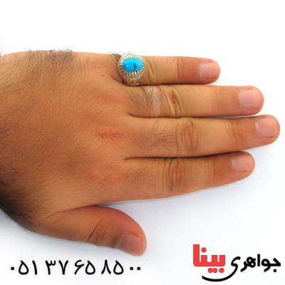 انگشتر فیروزه نیشابوری شجری مردانه فاخر _کد:1619