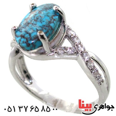 انگشتر فیروزه نیشابوری زنانه رادیوم لوکس مدل پریسان _کد:11295