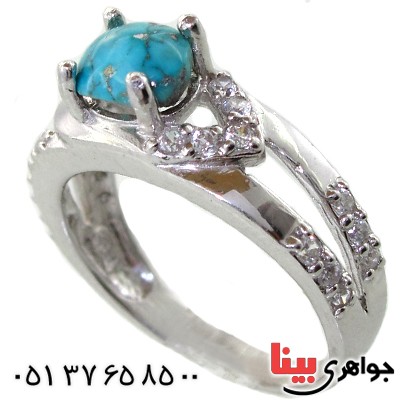 انگشتر فیروزه نیشابوری زنانه رادیوم لوکس مدل نگار _کد:11296