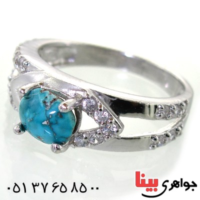 انگشتر فیروزه نیشابوری زنانه رادیوم لوکس مدل نگار _کد:11296