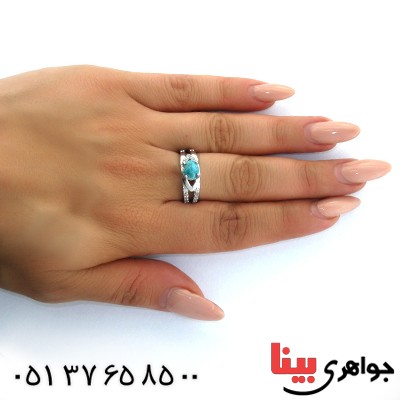انگشتر فیروزه نیشابوری زنانه رادیوم لوکس مدل نگار _کد:11296