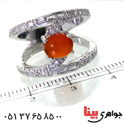 انگشتر عقیق یمنی زنانه رودیوم لوکس مدل رینگ _کد:11297