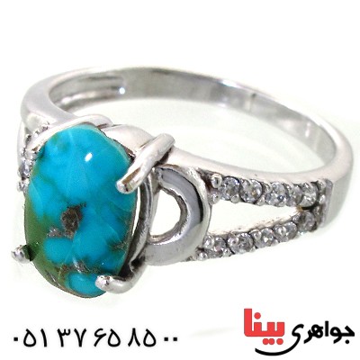 انگشتر فیروزه نیشابوری زنانه رادیوم لوکس مدل پریسان _کد:11301