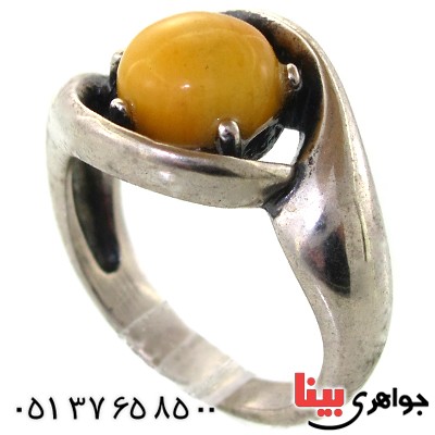 انگشتر کهربا درجه یک زنانه مدل چرخه _کد:11317
