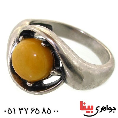 انگشتر کهربا درجه یک زنانه مدل چرخه _کد:11317