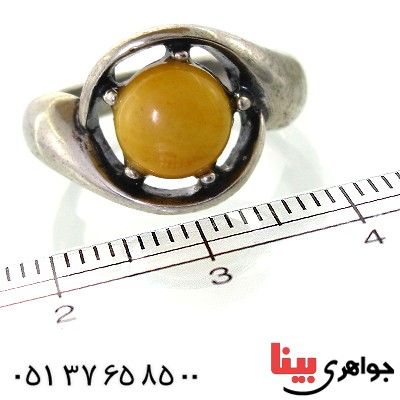 انگشتر کهربا درجه یک زنانه مدل چرخه _کد:11317