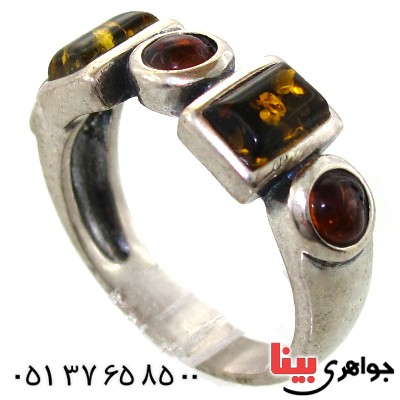 انگشتر کهربا درجه یک زنانه شیک _کد:11318