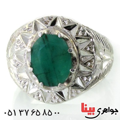 انگشتر زمرد زامبیا مردانه درشت و فاخر _کد:1622