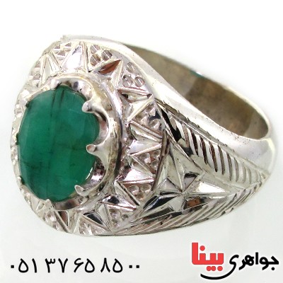 انگشتر زمرد زامبیا مردانه درشت و فاخر _کد:1622