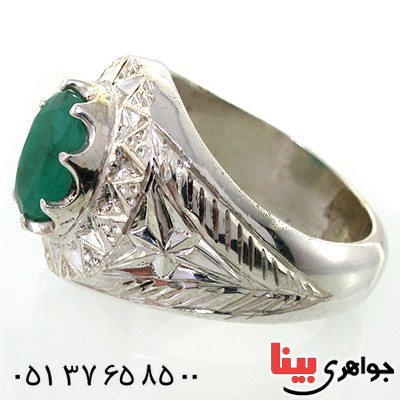 انگشتر زمرد زامبیا مردانه درشت و فاخر _کد:1622