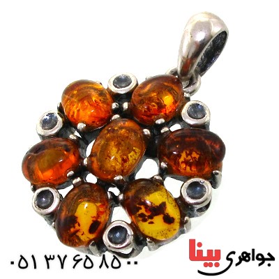 گردنبند کهربا درجه یک مدل گل _کد:11326