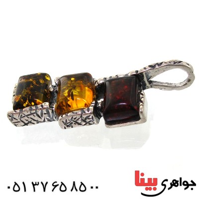 گردنبند کهربا درجه یک مدل مستطیلی سه رنگ _کد:11327
