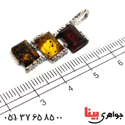 گردنبند کهربا درجه یک مدل مستطیلی سه رنگ _کد:11327