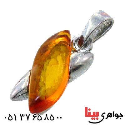 گردنبند کهربا درجه یک مدل برگ گل _کد:11330