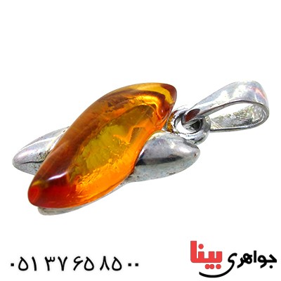 گردنبند کهربا درجه یک مدل برگ گل _کد:11330