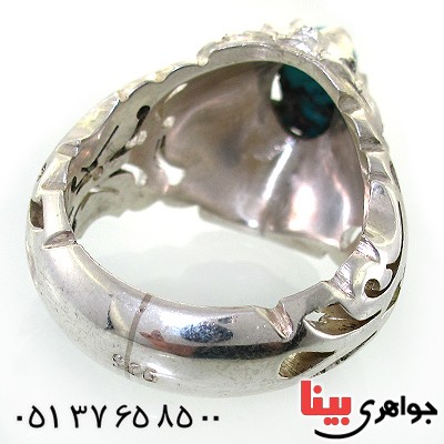 انگشتر فیروزه نیشابوری شجری درشت مردانه فاخر _کد:1625
