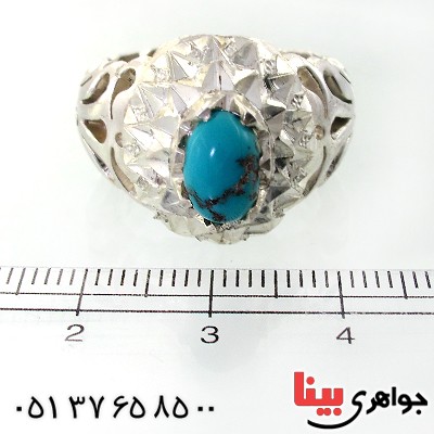 انگشتر فیروزه نیشابوری شجری درشت مردانه فاخر _کد:1625