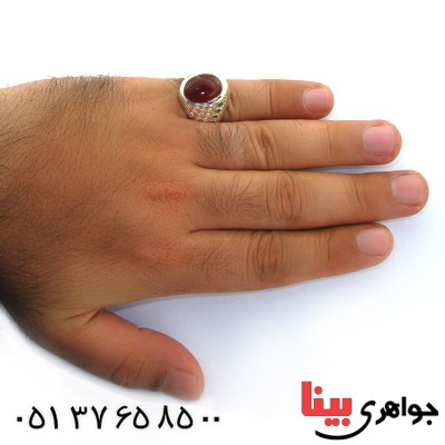 انگشتر عقیق یمنی دور زمرد مردانه درشت و فاخر _کد:1627