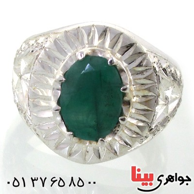 انگشتر زمرد زامبیا درشت مردانه فاخر _کد:1628