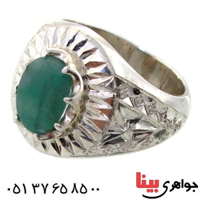 انگشتر زمرد زامبیا درشت مردانه فاخر _کد:1628